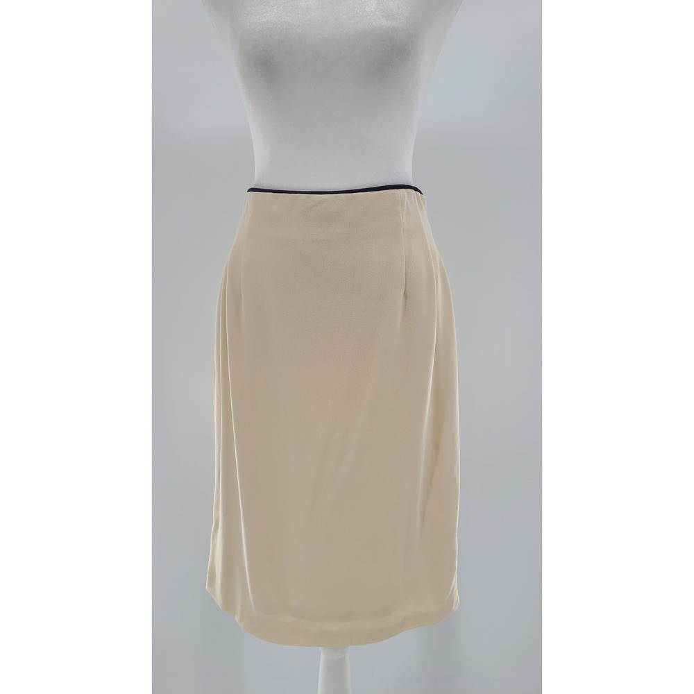 Escada Margaretha Ley Cream Women Skirt 8 / 38 Black Trim Business Office Career